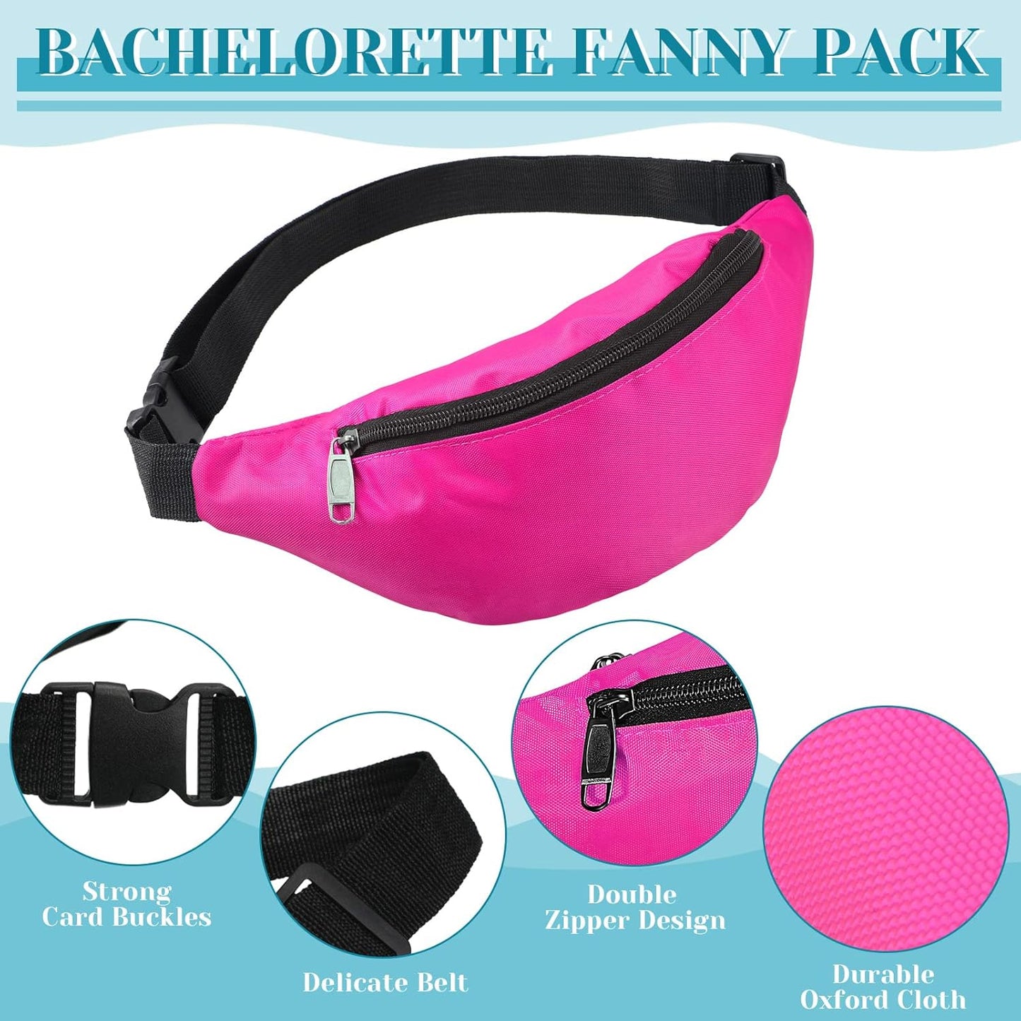 Wukusy adjustable waist bag, lightweight travel fanny pack with zipper, worn around the waist for convenient storage and hands-free travel.