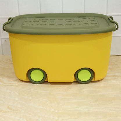 Wukusy 25L rolling storage container box with wheels and lid, ideal for toy organization and easy transport.