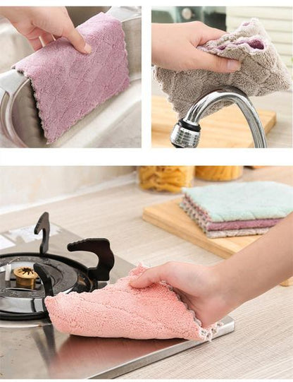 Wukusy 2503 multi-purpose wash towel for kitchen, soft and absorbent cleaning cloth with white and blue design.