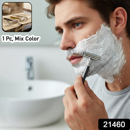 Wukusy classic double edge shaving razor for men in mixed colors, featuring a sleek ergonomic handle and traditional safety razor design.