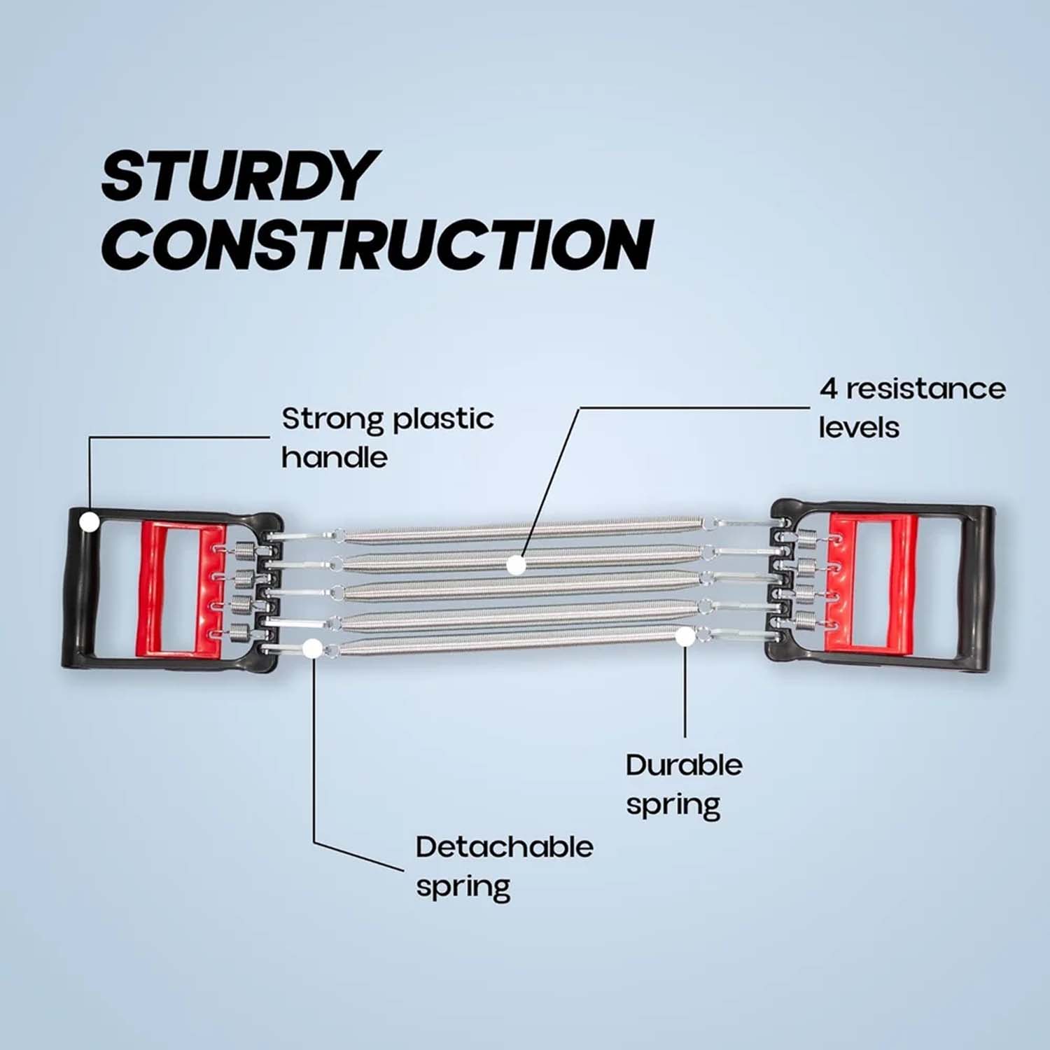Wukusy 5-spring chest expander for home workout, showing the adjustable resistance springs and handles for strength training.