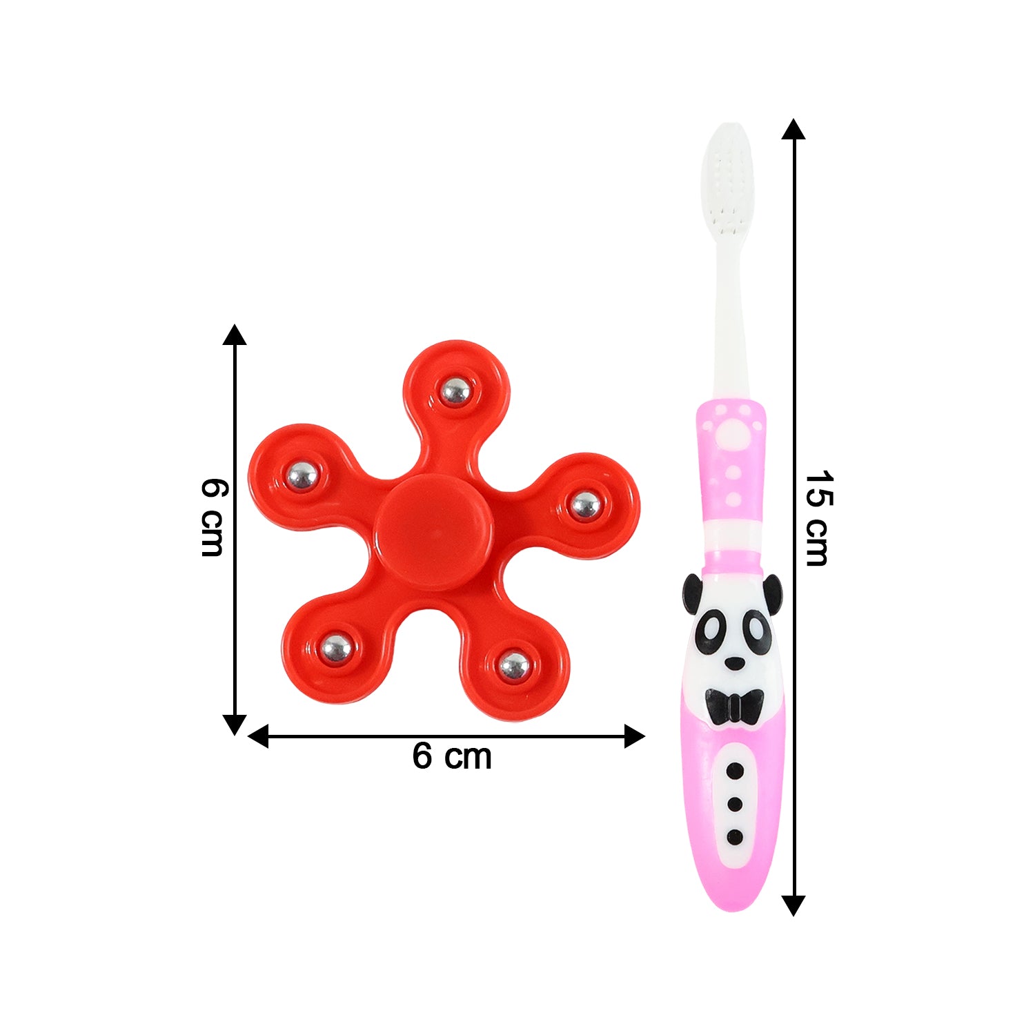 Kids toothbrush and fidget spinner toy set by Wukusy, featuring colorful toothbrush and spinning toy for children.