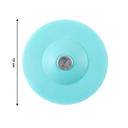 Flexible silicone sink drain cover with hair catcher and strainer, designed to fit standard kitchen and bathroom drains.