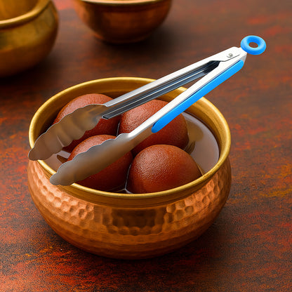 Wukusy Supermom stainless steel chef serving tong with ergonomic handle, ideal for kitchen and food service use.
