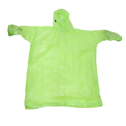 Wukusy waterproof raincoat hooded long rain poncho for men and women, shown in bright yellow fabric with hood and full-length design.