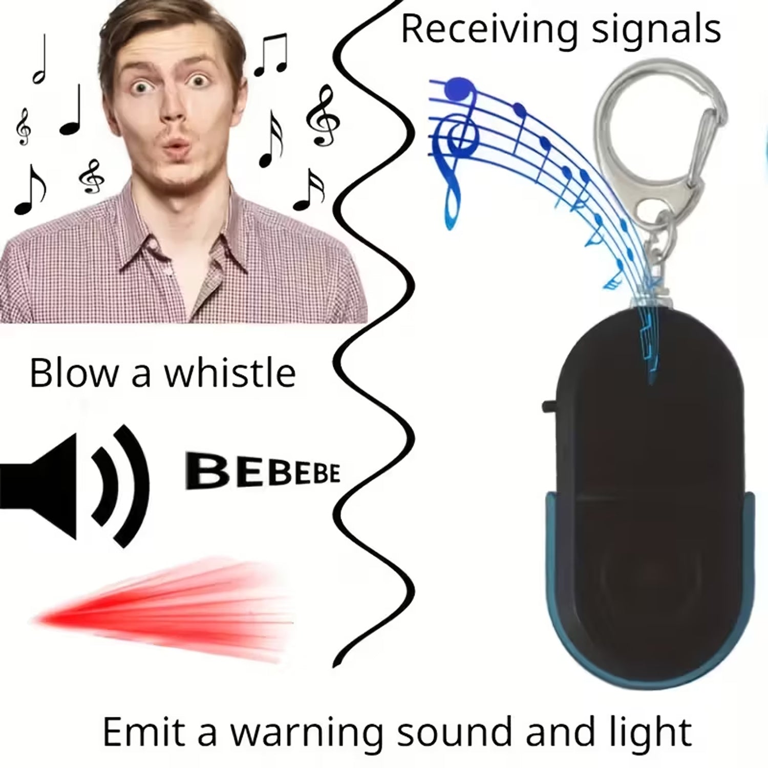 Wukusy travel personal safety alarm keychain with loud siren and LED light, compact and portable emergency safety device