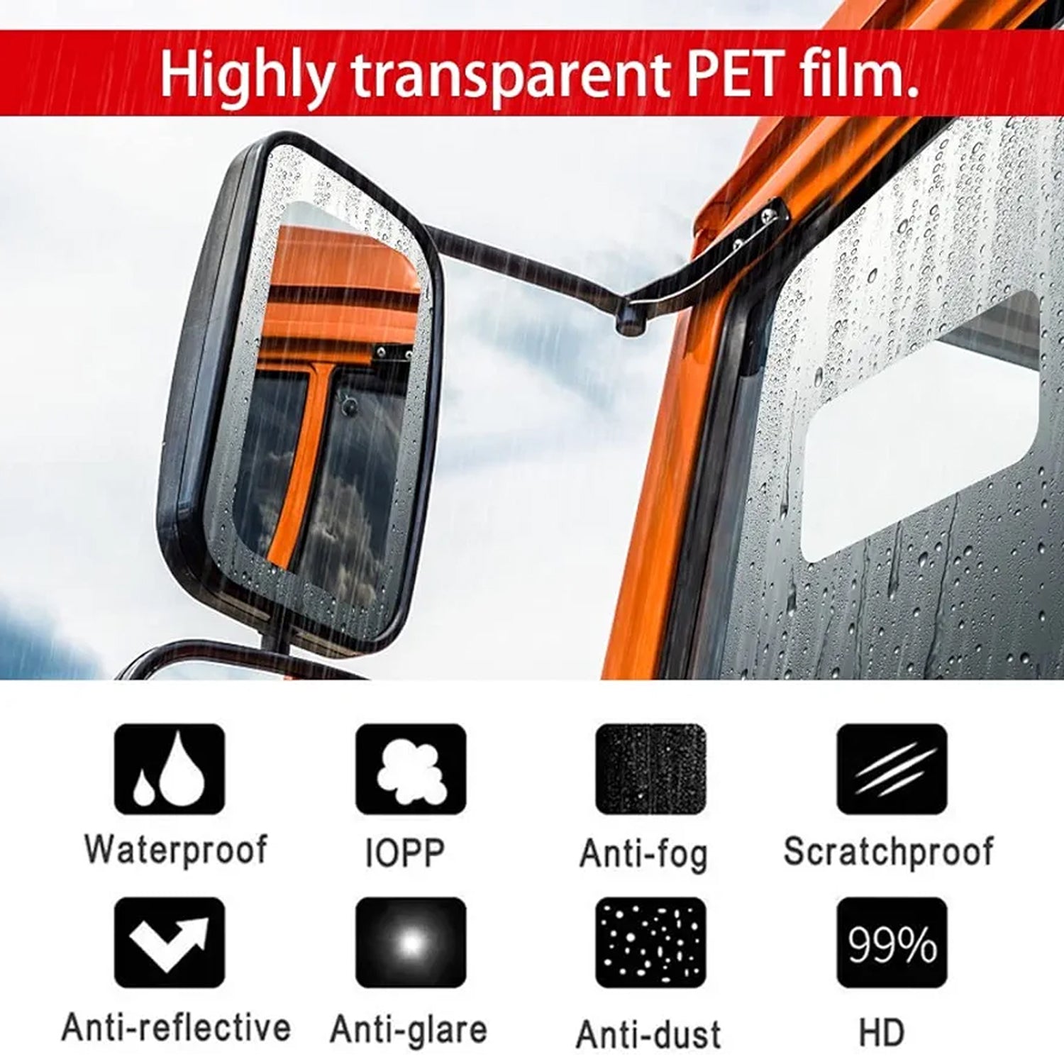 Wukusy mirror protection film set, 2-piece 2018 cm, clear transparent film for mirror surface protection.
