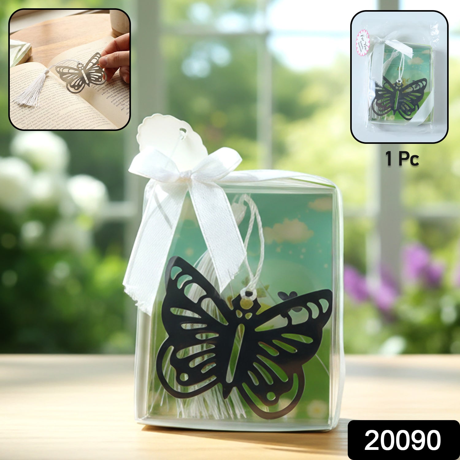 Wukusy elegant butterfly design metal bookmark featuring a detailed butterfly shape, perfect for marking pages in books.