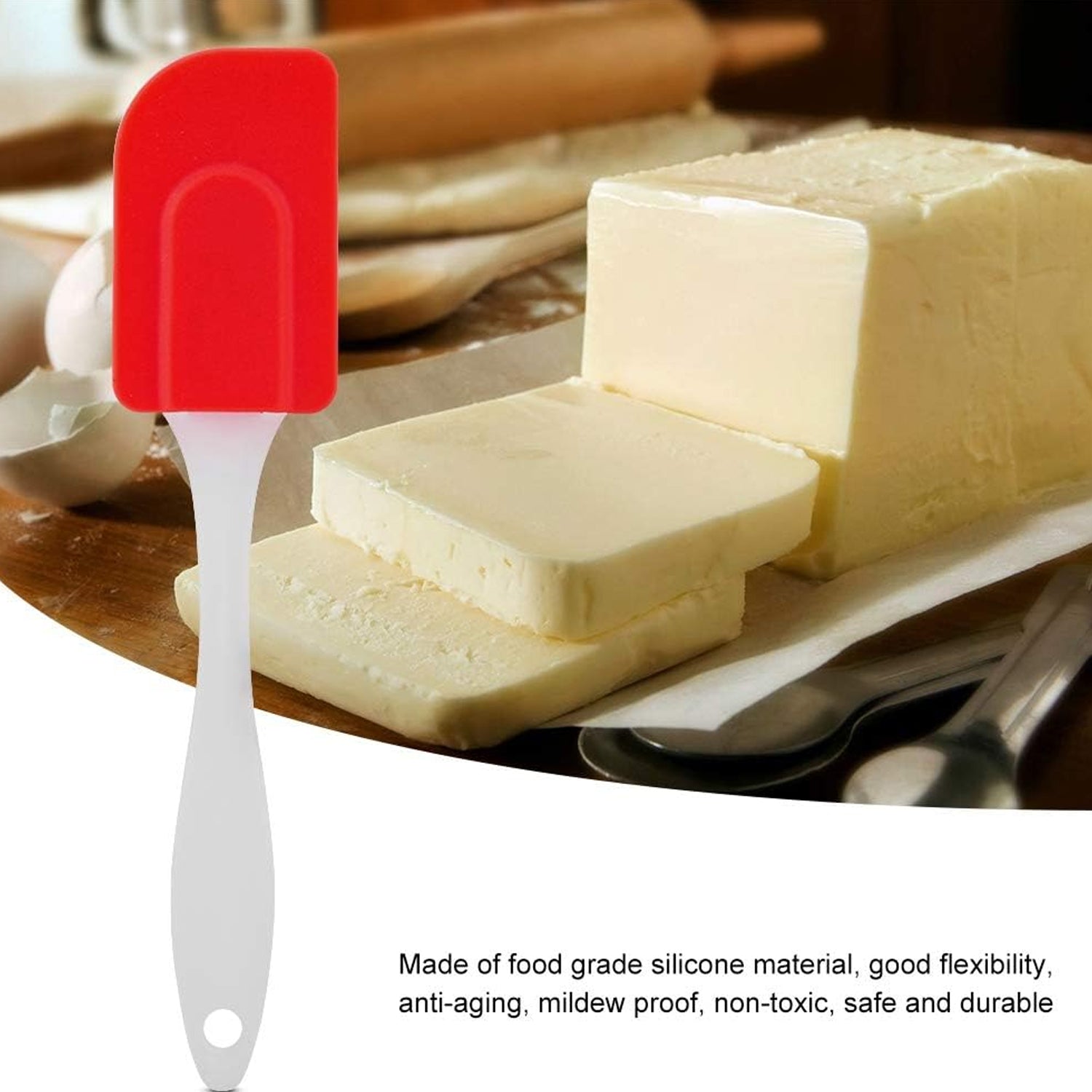 Wukusy silicone cooking spatula for baking, 18 cm, with a flexible, heat-resistant design ideal for kitchen use