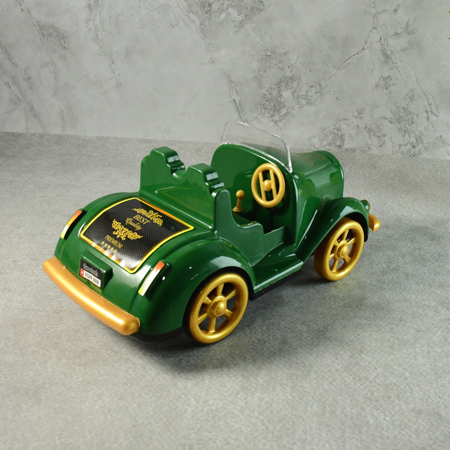 Wukusy Funwoods vintage friction-powered toy car in classic design, showcasing detailed wooden construction and retro style.