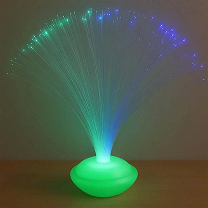 Fiber optic LED decorative lamp by Wukusy featuring colorful illuminated glass fibers in a sleek, modern design.