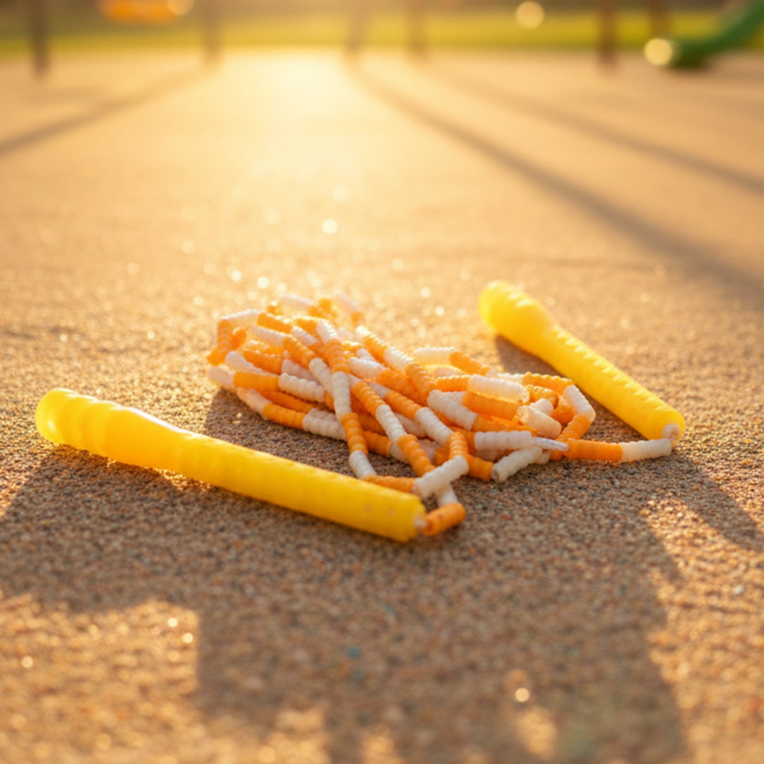 Yellow and white beaded skipping jump rope from Wukusy with colorful beads, suitable for fitness and cardio workouts.