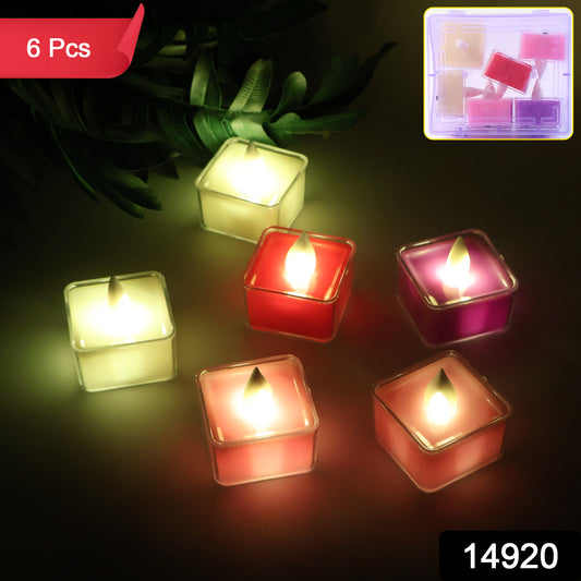 Set of 6 Wukusy LED flameless decorative tealight candles for home decor, realistic flickering light, safe and stylish ambiance.