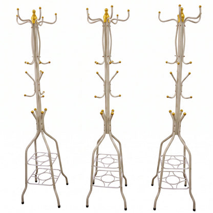 Metal Floor Standing Coat Rack Stand With Bottom Storage Shelf (1 Pc)