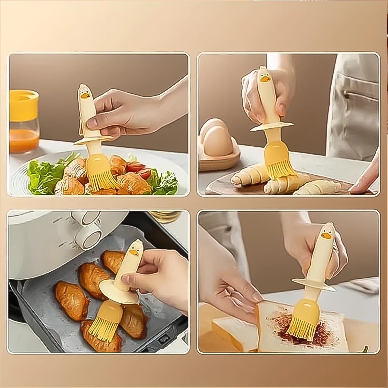 Wukusy 2-in-1 oil dispenser bottle with silicone basting brush set for kitchen use, featuring clear container and flexible brush.