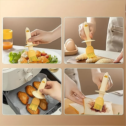 Wukusy 2-in-1 oil dispenser bottle with silicone basting brush set for kitchen use, featuring clear container and flexible brush.