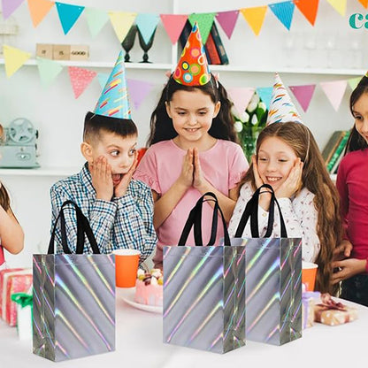 Reusable birthday gift bag by Wukusy featuring colorful mixed designs for party gift packaging.