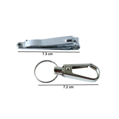 Wukusy stainless steel nail clipper set with two clippers and a keychain holder on a white background