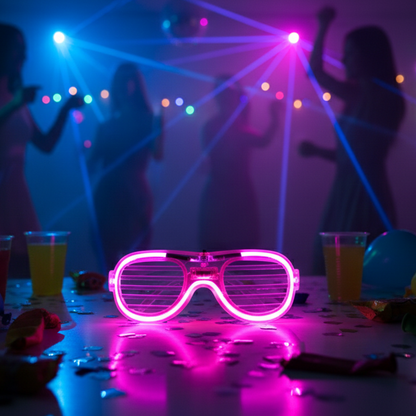 Wukusy LED light-up party glasses for night events, featuring colorful illumination and a playful baby care design.