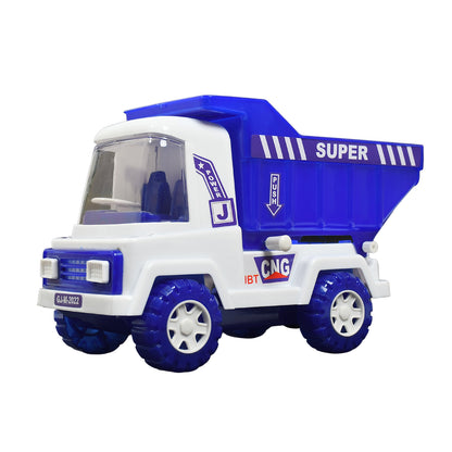 Wukusy 4485 big size friction-powered toy dumper truck with opening container, durable plastic, for indoor and outdoor play.