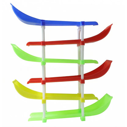 Kids multi-level car racing track toy set by Wukusy with colorful tracks and racing cars for energetic play.