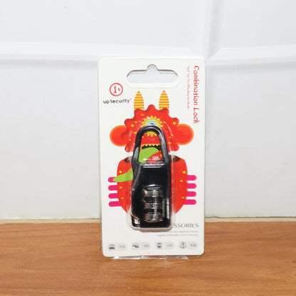 Wukusy secure 3-digit combination travel lock showing black body and numbered dials for luggage security.