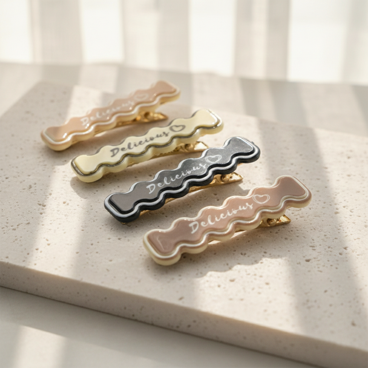 Set of four elegant Wukusy hair clips with intricate design, perfect for stylish hair accessories and versatile styling.