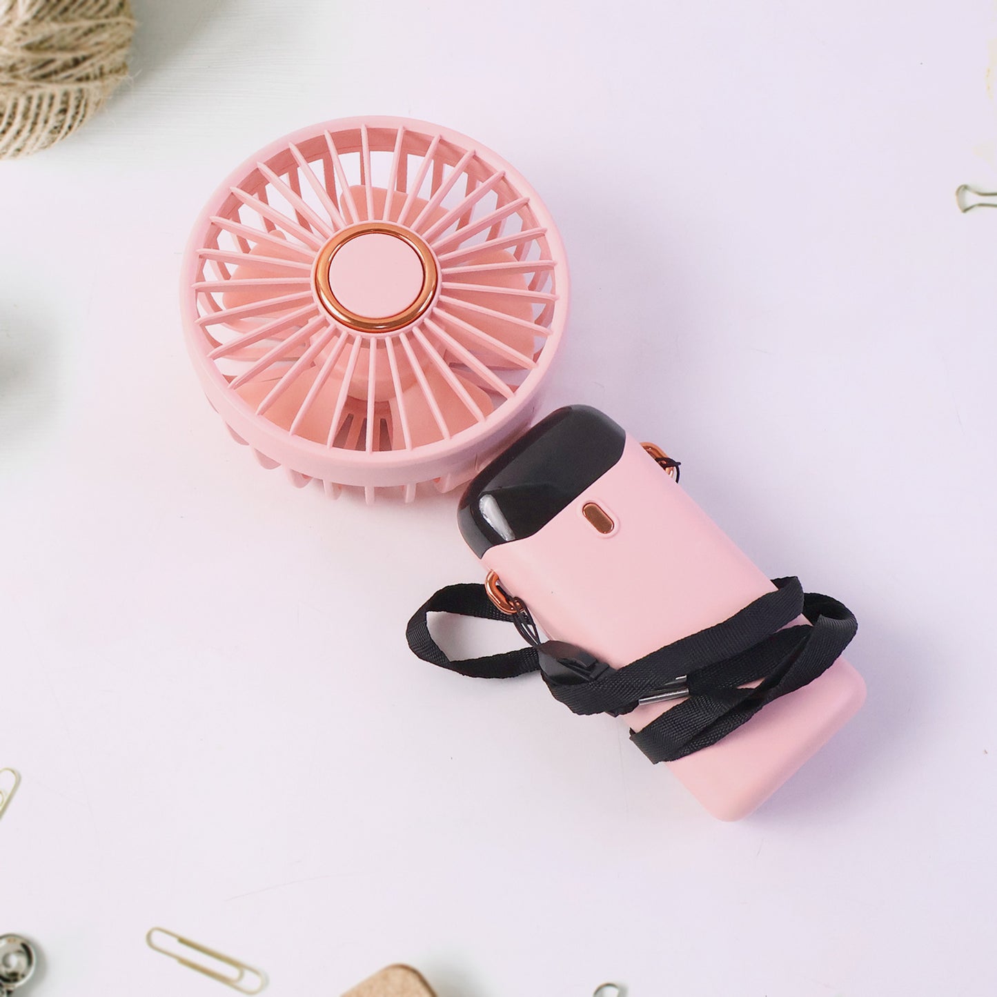 Wukusy rechargeable portable handheld fan with adjustable blades and ergonomic handle, ideal for personal cooling on the go.