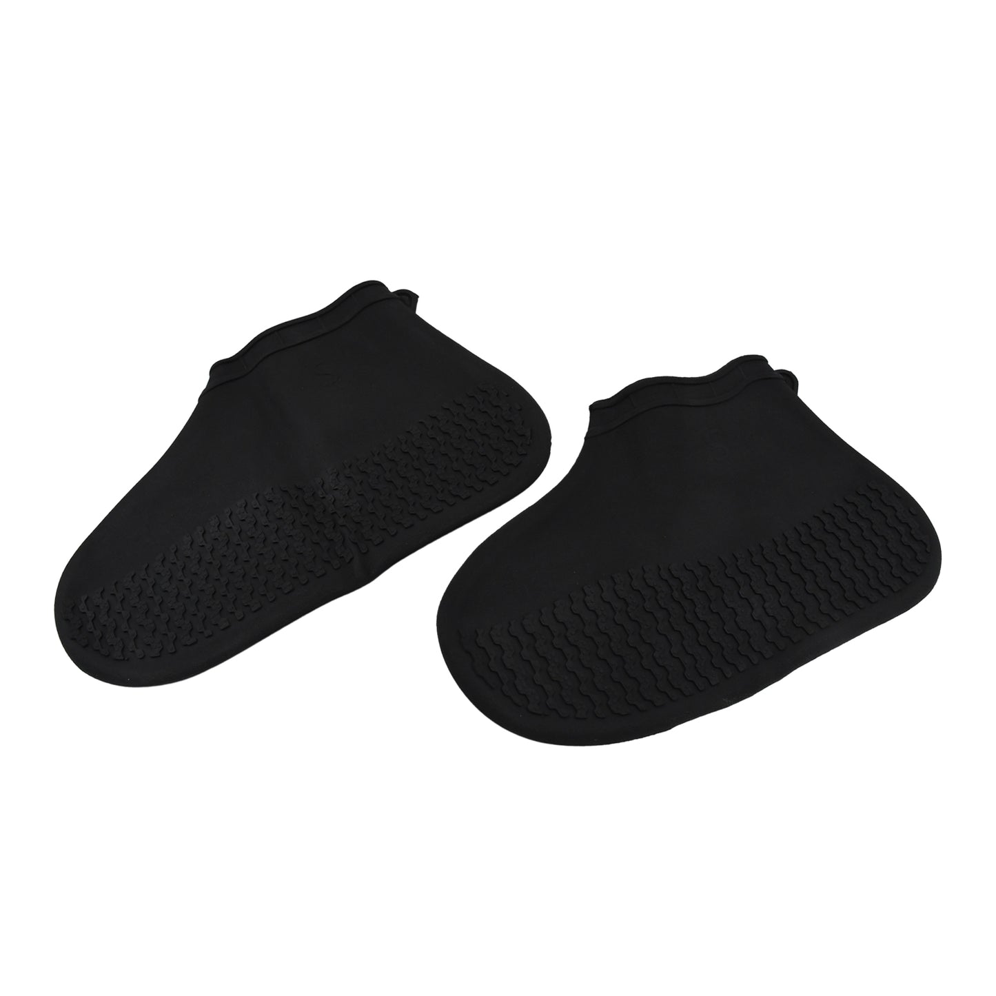 Wukusy non-slip silicone rain shoe covers in small size, waterproof and reusable, shown folded and ready to wear for wet conditions.