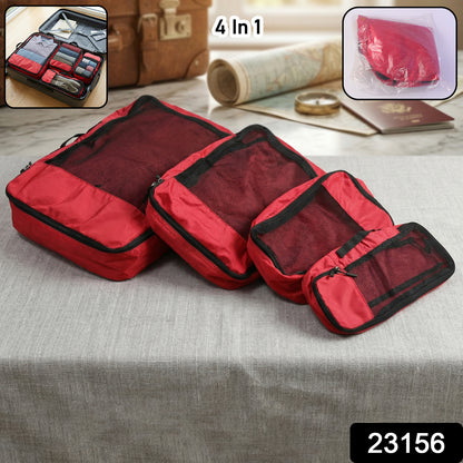 Wukusy 4-in-1 travel organizer packing cubes set with four different sizes for efficient luggage organization and space saving.
