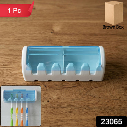 Wukusy wall-mounted toothbrush holder with protective cover, designed for bathroom organization and toothbrush storage.