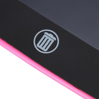 Wukusy 8.5-inch LCD portable writing pad tablet for kids, showing a colorful drawing on the screen with stylus nearby.