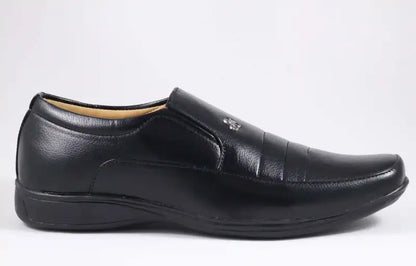Black men's formal moccasin shoes by Ekom, stylish office footwear with a sleek design, suitable for boys and men.
