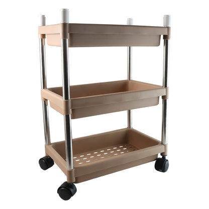 Wukusy 3-layer multipurpose storage trolley with wheels, ideal for home and kitchen organization and storage solutions