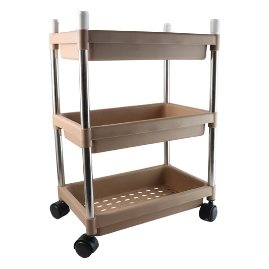 Wukusy 3-layer multipurpose storage trolley with wheels, ideal for home and kitchen organization and storage solutions