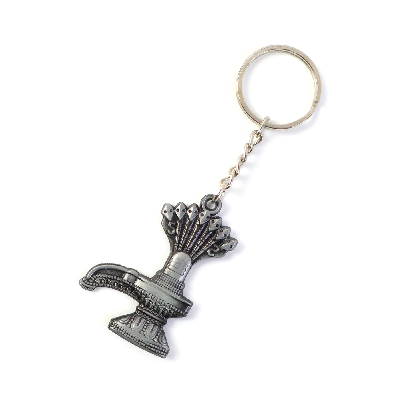 Metal Shiva Lingam with Naag keychain by Wukusy, featuring detailed religious symbols and intricate craftsmanship.