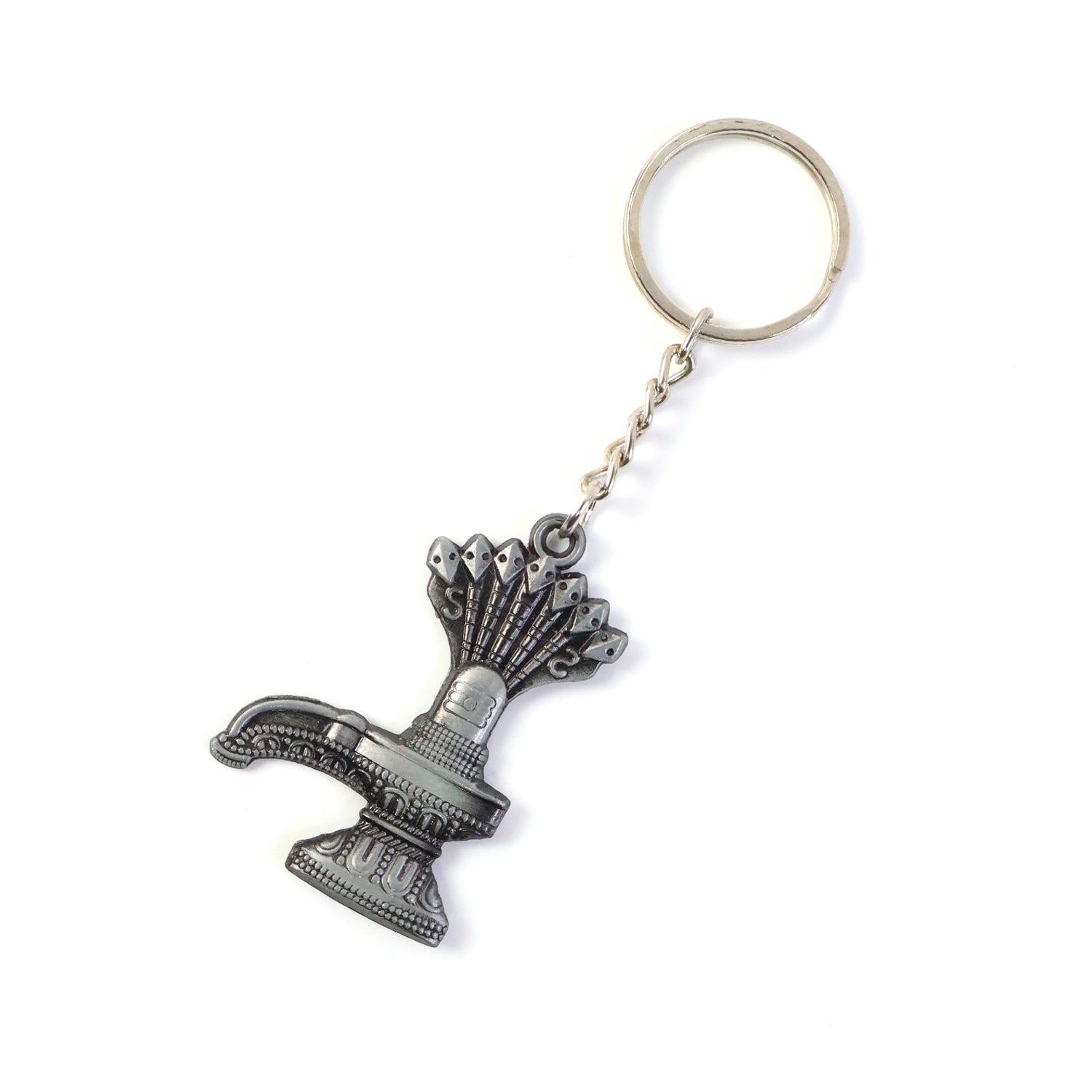 Metal Shiva Lingam with Naag keychain by Wukusy, featuring detailed religious symbols and intricate craftsmanship.