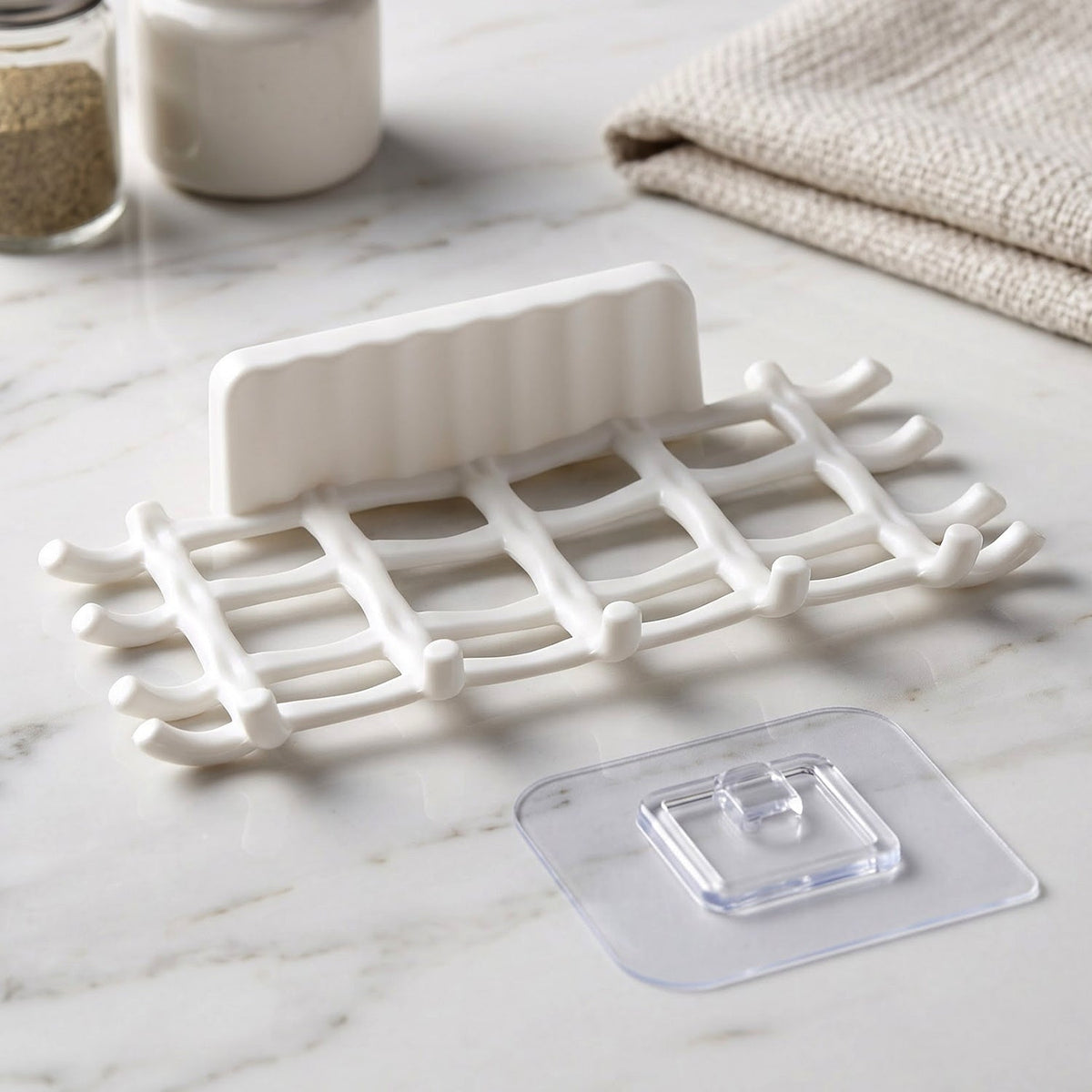 Plastic Wall Mount Soap Dish With Drainage Rack For Bathroom And Kitchen (1 Pc)
