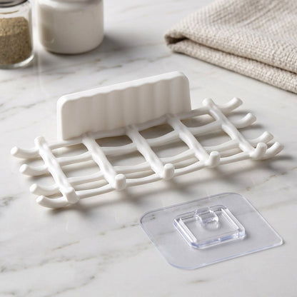 Plastic Wall Mount Soap Dish With Drainage Rack For Bathroom And Kitchen (1 Pc)