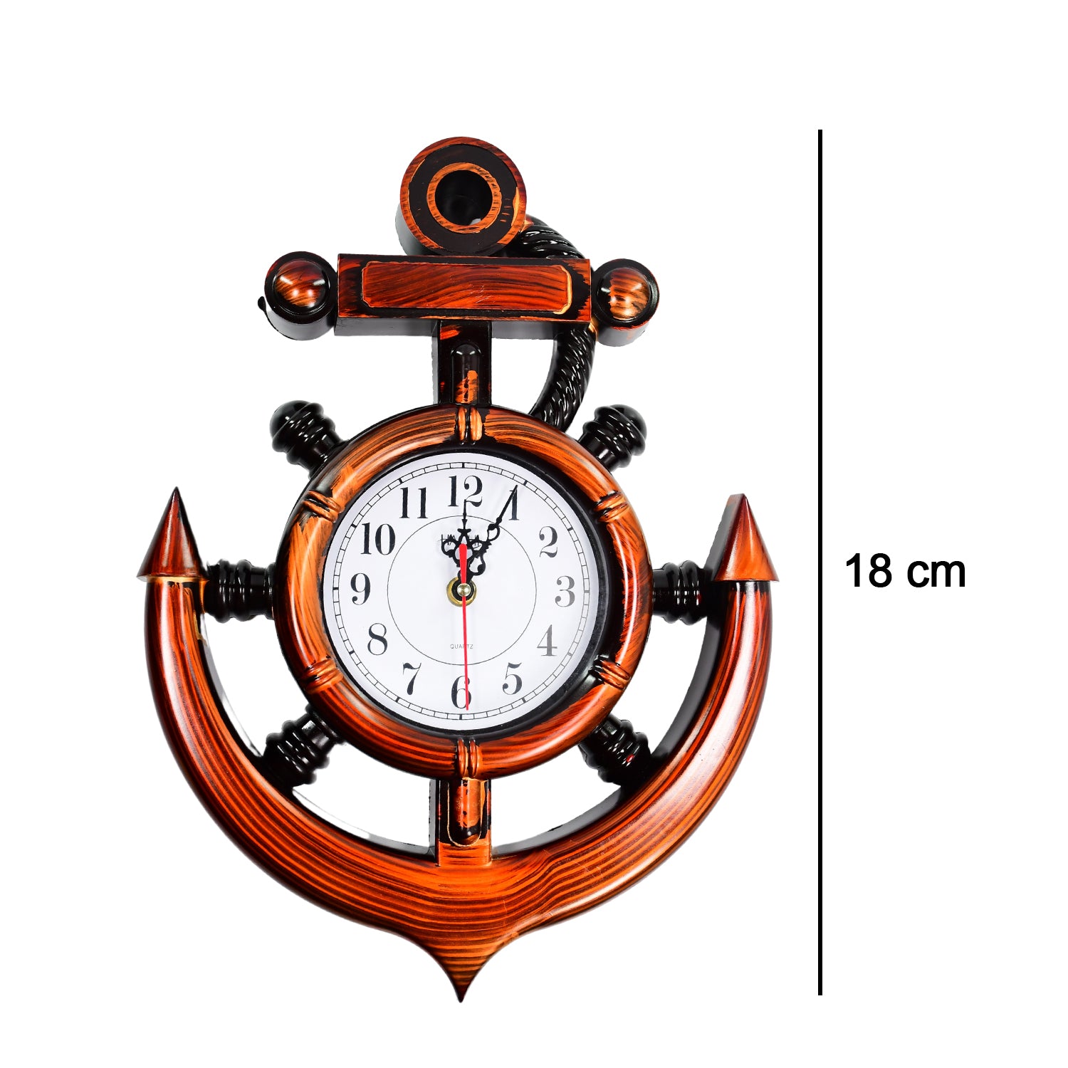 Wukusy 4931 anchor wall clock, vintage-inspired home decor with black and brass finish, round face with Roman numerals.