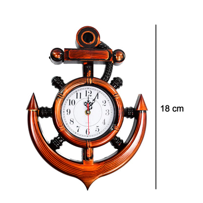 Wukusy 4931 anchor wall clock, vintage-inspired home decor with black and brass finish, round face with Roman numerals.