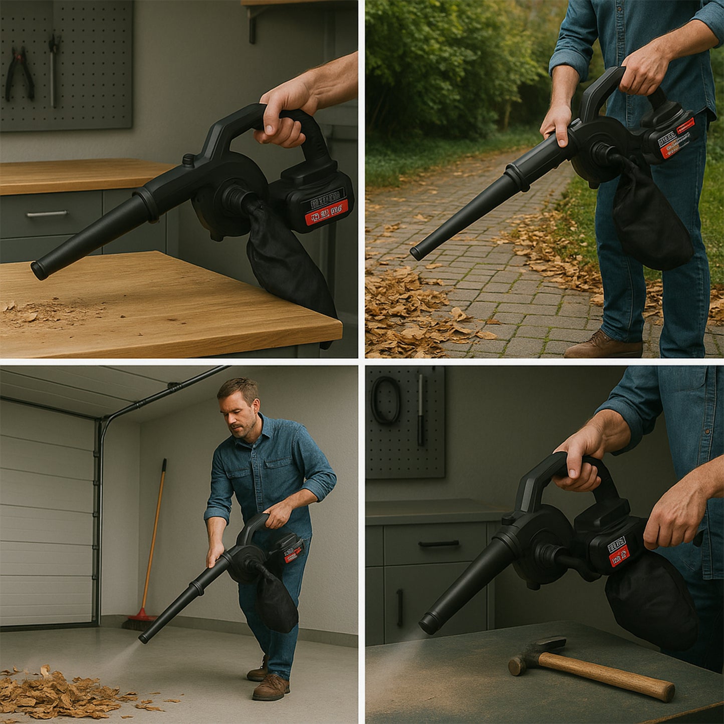 Wukusy multi-purpose home and garden air blower and vacuum kit with collection bag for easy cleaning and yard maintenance.