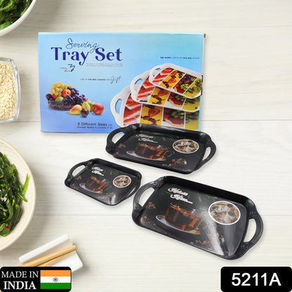 Wukusy set of 3 melamine serving trays in different sizes for kitchen, snacks, tea, or gift use, ideal for home and office.