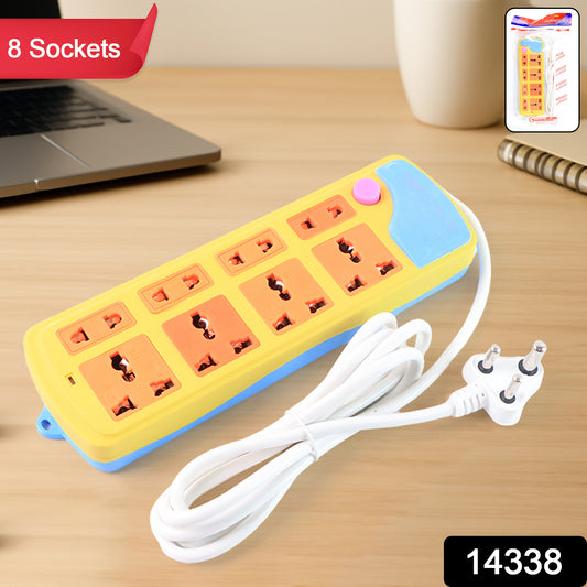Wukusy office multi socket extension board with 8 power outlets and safety switch, suitable for office and home use