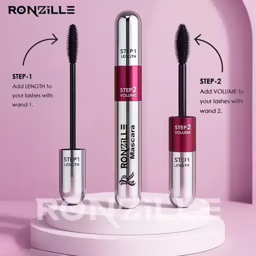 Ekom 2-in-1 mascara for women, volumizing and lengthening, smudge-proof all beauty mascara applied to eyelashes