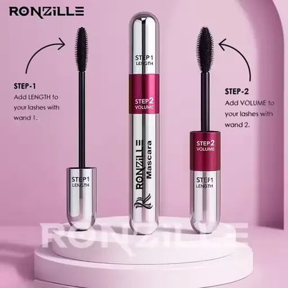 Ekom 2-in-1 mascara for women, volumizing and lengthening, smudge-proof all beauty mascara applied to eyelashes