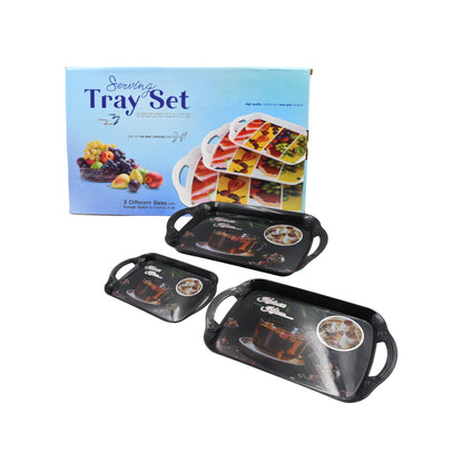 Set of three Wukusy melamine serving trays in different sizes for kitchen, tea, snacks, or office use, ideal for serving and gifting.