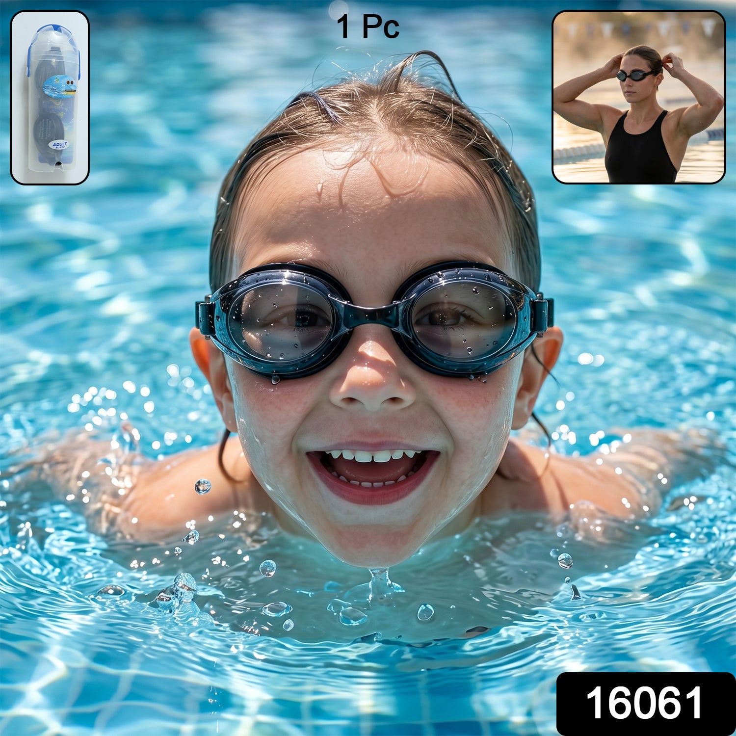 Kids anti-fog swimming goggles by Wukusy, comfortable fit with clear lenses designed for young swimmers.