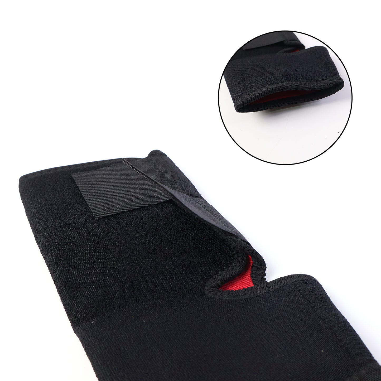 Wukusy adjustable open-patella knee support brace for sports, showing a snug fit around the knee with adjustable straps.