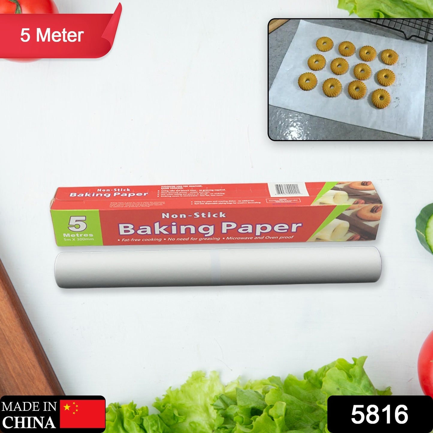 Wukusy non-stick microwave oven parchment paper for baking, grilling, and cooking, easy to tear and clean, white food wrapping paper.